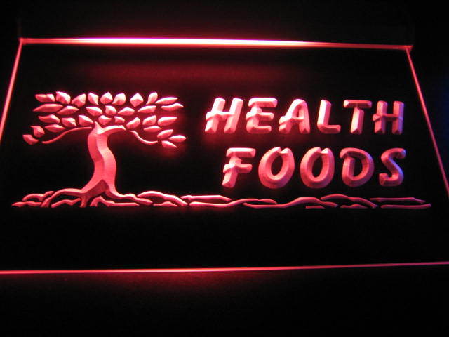 Health Foods logo Neon Light Sign Red